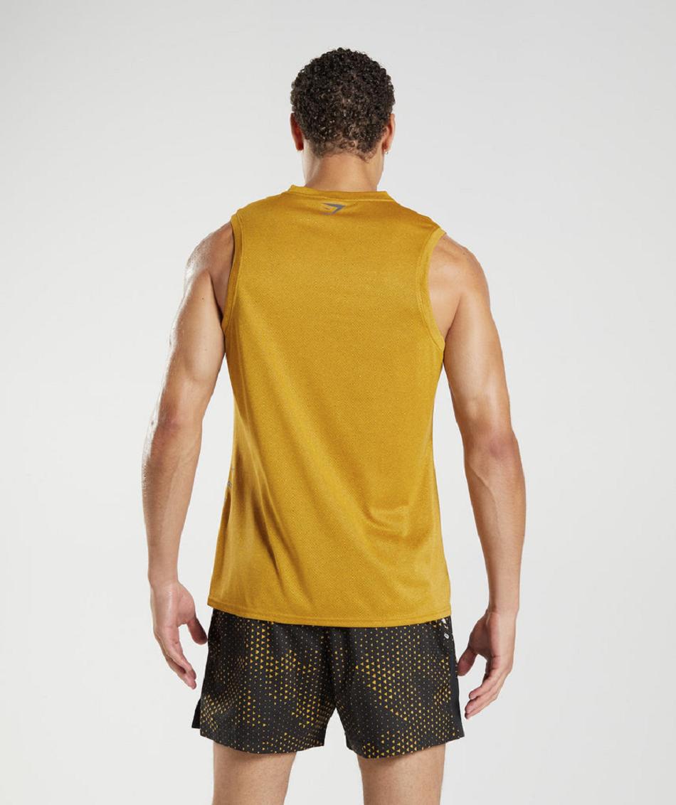 Camiseta Tirantes Gymshark Deporte Hombre Amarillo Negras | CO 3168GSO